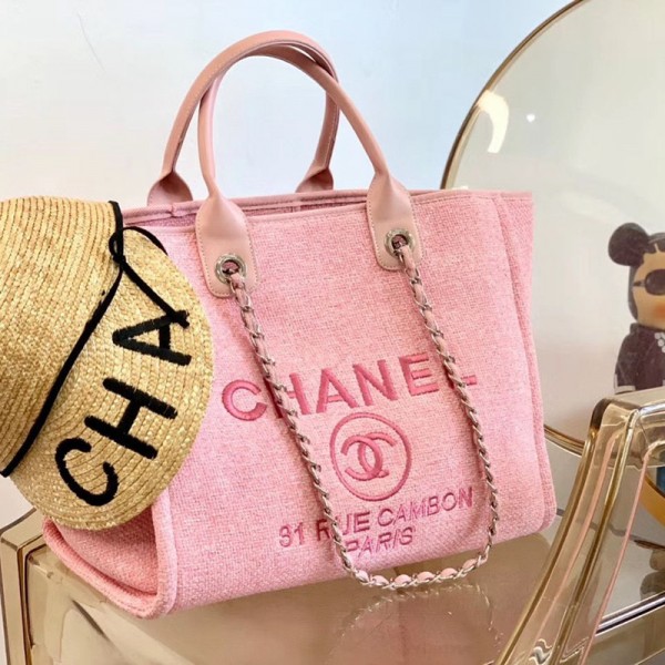 Chanelブランドキャンバスバッグ女性向けビーチバッグシャネルファッション大容量手提げバッグおしゃれお母さんバッグショッピングバッグ