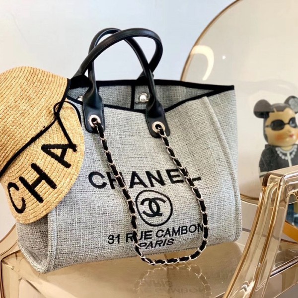 Chanelブランドキャンバスバッグ女性向けビーチバッグシャネルファッション大容量手提げバッグおしゃれお母さんバッグショッピングバッグ