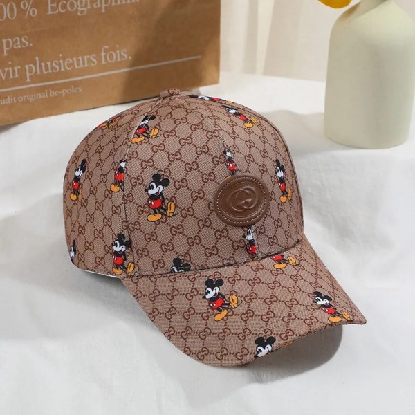 グッチブランドかわいいキャップGucci定番プリントファッション野球帽カジュアルUVカットハンチング帽キッズミッキー柄ハット