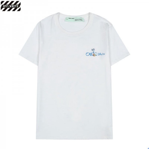 オフ-ホワイトブランドｔシャツ春夏薄いコットンＴシャツかわいいトムとジェリー矢印プリントｔシャツ男女ゆったり半袖Ｔシャツ