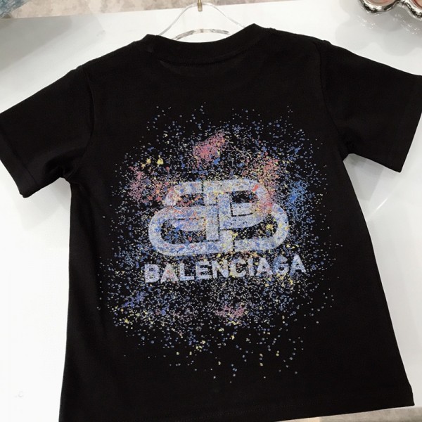 Balenciaga バレンシアガブランドキッズ服 春夏 親子 Tシャツ ペアお揃い S¬3XL 綿 カットソー カップル 家族ウェア 90¬160CM 親子服 可愛い ペア 半袖 トップス ペアルック  旅行 撮影 入学 ペアルック