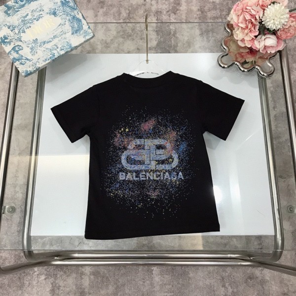 Balenciaga バレンシアガブランドキッズ服 春夏 親子 Tシャツ ペアお揃い S¬3XL 綿 カットソー カップル 家族ウェア 90¬160CM 親子服 可愛い ペア 半袖 トップス ペアルック  旅行 撮影 入学 ペアルック