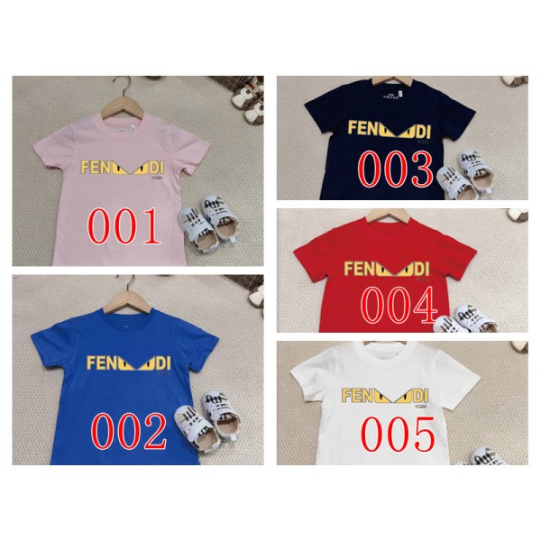 Fendi フェンディハイブランドペア揃い半袖tシャツ 男女兼用 韓国 パチモン 子供tシャツ 上着Tシャツ 90¬160CM カットソー ペアカップルtシャツ ユニセック ブランド トップス S¬3XL