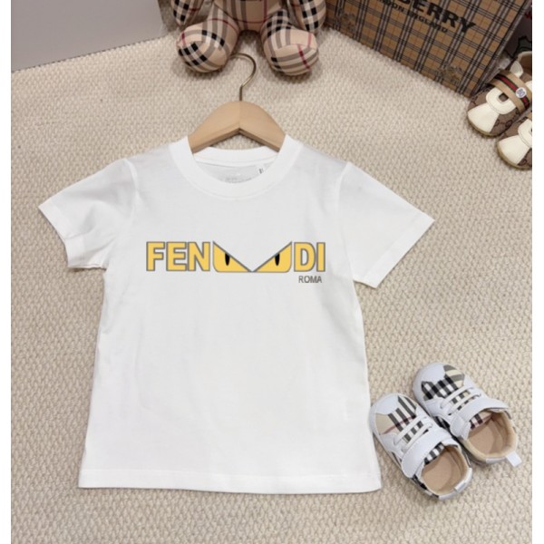 Fendi フェンディハイブランドペア揃い半袖tシャツ 男女兼用 韓国 パチモン 子供tシャツ 上着Tシャツ 90¬160CM カットソー ペアカップルtシャツ ユニセック ブランド トップス S¬3XL
