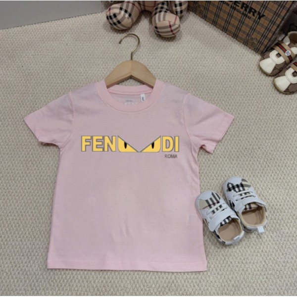 Fendi フェンディハイブランドペア揃い半袖tシャツ 男女兼用 韓国 パチモン 子供tシャツ 上着Tシャツ 90¬160CM カットソー ペアカップルtシャツ ユニセック ブランド トップス S¬3XL