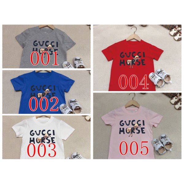 Gucci グッチブランドキッズ半袖tシャツ夏tシャツ 上着 トップス かわいい ハイブランドペア揃い半袖tシャツ 男女兼用 Tシャツカットソー ペアカップル 柔らかい S¬3XL 