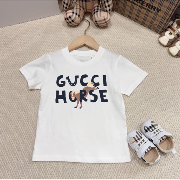 Gucci グッチブランドキッズ半袖tシャツ夏tシャツ 上着 トップス かわいい ハイブランドペア揃い半袖tシャツ 男女兼用 Tシャツカットソー ペアカップル 柔らかい S¬3XL 
