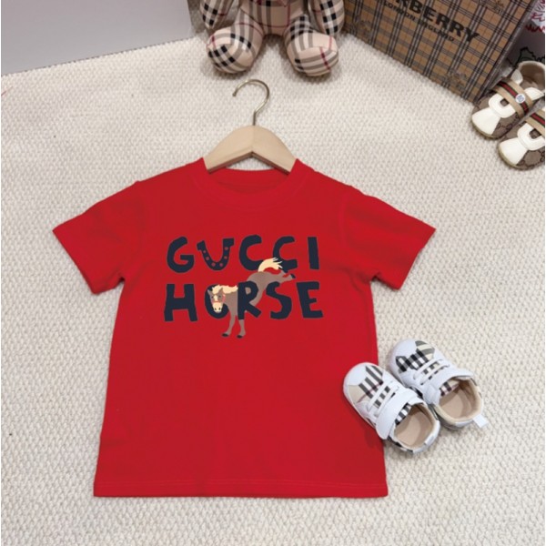 Gucci グッチブランドキッズ半袖tシャツ夏tシャツ 上着 トップス かわいい ハイブランドペア揃い半袖tシャツ 男女兼用 Tシャツカットソー ペアカップル 柔らかい S¬3XL 