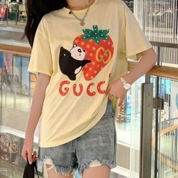 Gucci グッチブランドペアルックtシャツカットソー コピー ブランド子供tシャツ オーバーサイズ 韓国 男女兼用tシャツ大人の上質TシャツおしゃれS-3XL