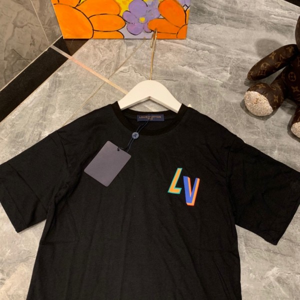 Lv ルイヴィトンブランド親子tシャツカットソー コピーブランド黒白tシャツオーバーサイズハイブランド半袖tシャツ男女兼用20代 30代40代tシャツ 激安パロディ