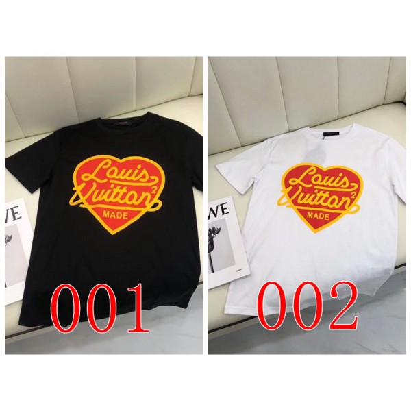 Lv ルイヴィトン ブランド半袖tシャツ 黒白Tシャツ カットソー ペアカップル 20代 30代40代tシャツ 激安パロディ 子供tシャツ ユニセック ブランド 