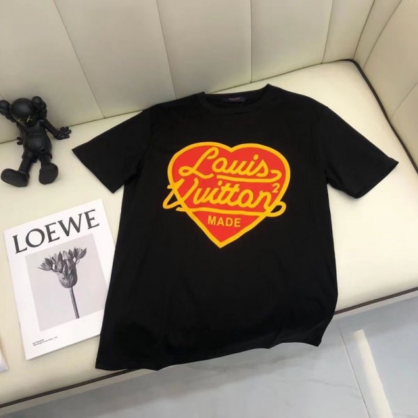 Lv ルイヴィトン ブランド半袖tシャツ 黒白Tシャツ カットソー ペアカップル 20代 30代40代tシャツ 激安パロディ 子供tシャツ ユニセック ブランド 