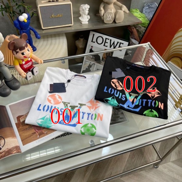 Lv ルイヴィトン親子tシャツハイブランド夏tシャツ偽物レディースメンズブランドキッズtシャツ オーバーサイズ ブランドペア揃い服 コピー 激安屋