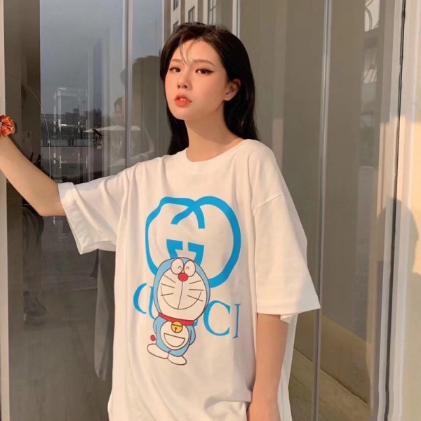 Gucci グッチブランド ドラえもん tシャツカットソー コピーTシャツカットソーペアカップル大人の上質Tシャツtシャツ ユニセック ブランド