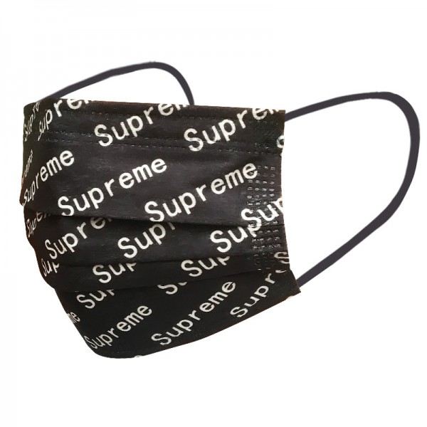 シュプリーム 不織布マスクハイブランド Supreme ブラックシンプル 使い捨てマスクレディースメンズ人気 フェイスマスク抗菌 防護 コロナ対策マスク