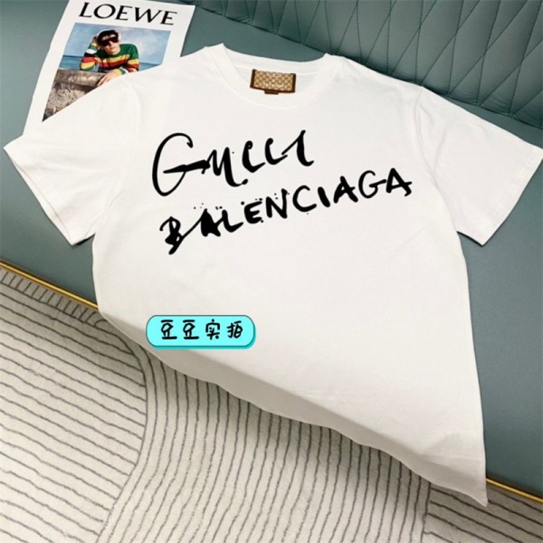 バレンシアガ tシャツ ハイブランドGucci 簡約 潮流 半袖 tシャツ 上着 高品質 コットン 肌に優しい tシャツ トップス カジュアル ゆったり tシャツ 夏