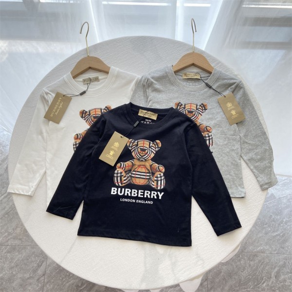 Burberry バーバリーブランド子供tシャツ ブランドキッズ服 tシャツ 上着 カジュアルハイブランド長袖tシャツ男女兼用ブランドボーイズtシャツ高品質