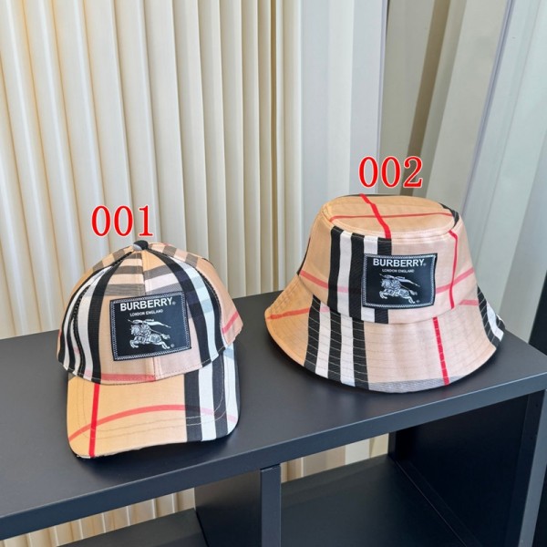 Burberry バーバリーハイブランドキャップ メンズ レディース バケットハット 小顔効果 ベースボール帽子 男女兼用 UVカット チェック柄 サイズ調整可能 ベースボールキャップ 深い オールシーズン 通気性 アウトドア
