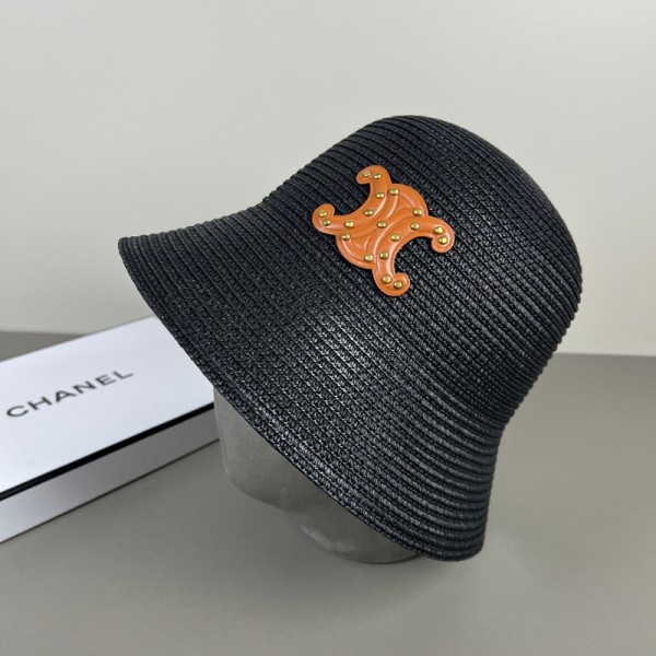 CELINE セリーヌブランドバケットハット 春夏ストローハット 軽い 蒸れない レディース 通気性が良い シワがつきにくい トレンド 紫外線対策 おしゃれ サイズ調整可能性