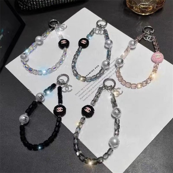 シャネル ストラップ スマホ 手首 携帯 丸 ブランド CHANEL ハンドストラップ 女の子 吊り下げペンダント装飾 落下防止 カラフルビーズ ストラップ リストストラップ ハンドメイド 電話キーチェーンチャーム