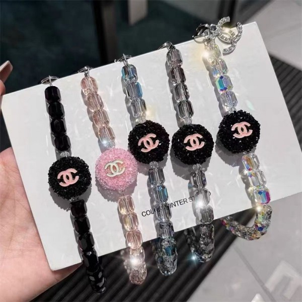 シャネル ストラップ スマホ 手首 携帯 丸 ブランド CHANEL ハンドストラップ 女の子 吊り下げペンダント装飾 落下防止 カラフルビーズ ストラップ リストストラップ ハンドメイド 電話キーチェーンチャーム
