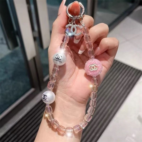 シャネル ストラップ スマホ 手首 携帯 丸 ブランド CHANEL ハンドストラップ 女の子 吊り下げペンダント装飾 落下防止 カラフルビーズ ストラップ リストストラップ ハンドメイド 電話キーチェーンチャーム