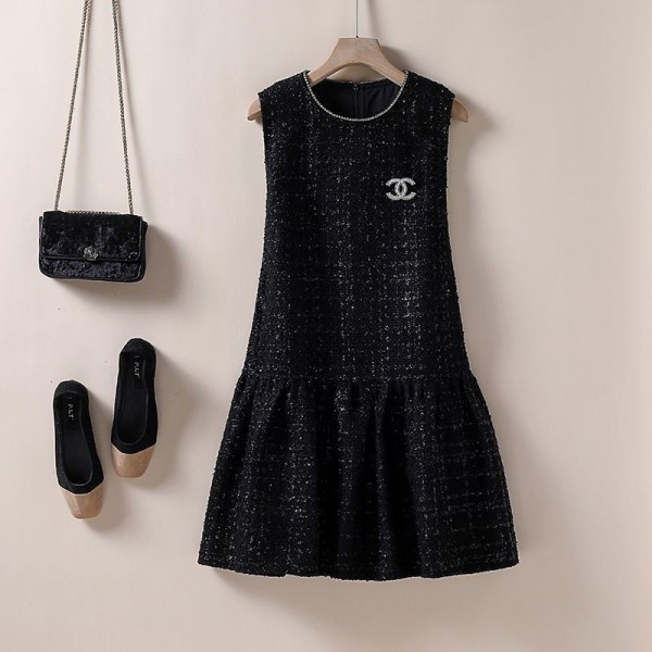 シャネル ツイードスカート レディース サロペット ブランド Chanel ワンピース ロングワンピース オーバーオール キャミワンピース サスペンダー Uネック ノースリーブ 春秋冬 カジュアル ゆったり 体型カバー 通勤 おしゃれ 大人 きれいめ つり M - 4XL