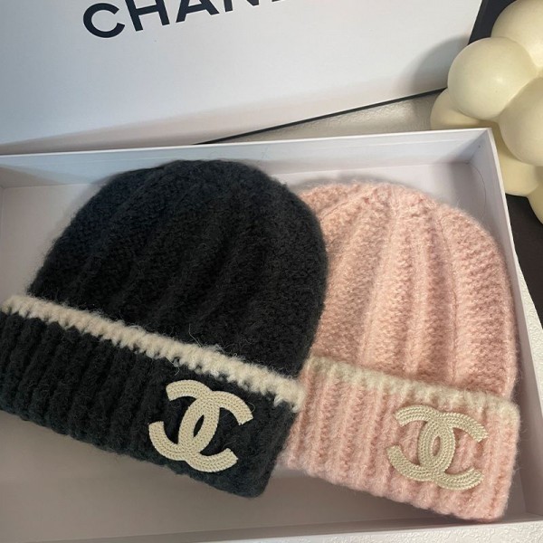 Chanel シャネルハイブランド リブ編み ニットハット ロゴワッペン ニット帽 ワッチキャップ 帽子 メンズ レディース ユニセックス アクリル ビーニー 暖かい