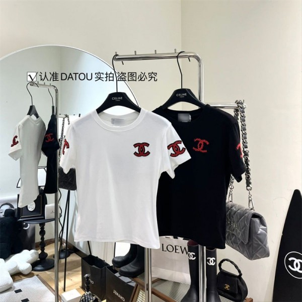 Chanel シャネルtシャツハイブランド夏tシャツブランドかわいいブランドtシャツ上着カジュアルブランド 服 コピー 激安屋