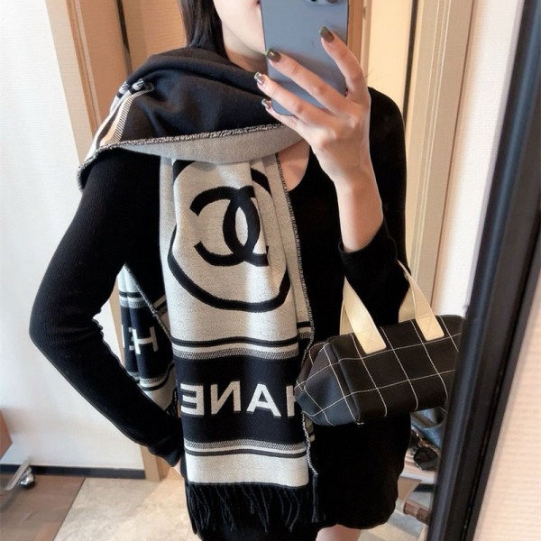 Chanel シャネルメンズ 大判ショール 暖かい春秋 スカーフ ファッション 使い心地よいファッション ふさ飾り 男女兼用 ギフト男女兼用 リバーシブルマフラー 肩掛け