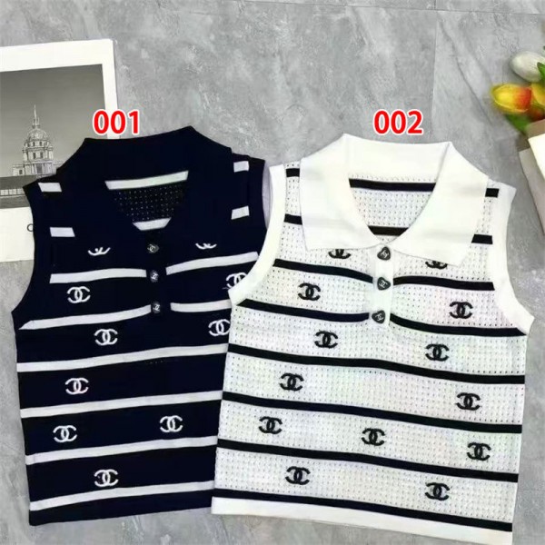 Chanel シャネル ハイブランドタンクトップ ニット レディース ショート丈 S - L 薄手 インナー ノースリーブ 重ね着 カットソー トップス リブ キャミソール 柔らかい 部屋着 春 夏 秋