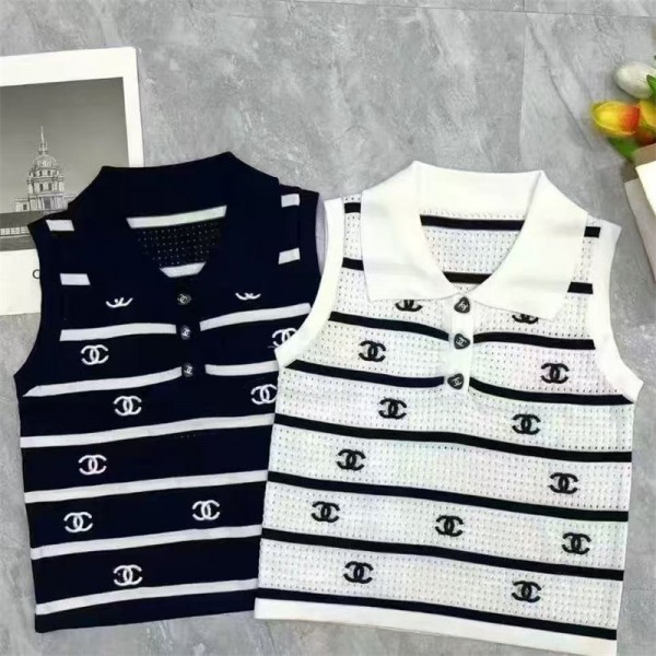 Chanel シャネル ハイブランドタンクトップ ニット レディース ショート丈 S - L 薄手 インナー ノースリーブ 重ね着 カットソー トップス リブ キャミソール 柔らかい 部屋着 春 夏 秋