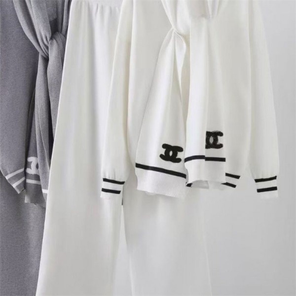 Chanel シャネルハイブランドニットセットアップ レディース 2点セット エレガント リブトップス ワイドパンツ ルームウェア 長袖 上下 二点セット 丸首 セーター スカーフ付き ロング ファッション カジュアル きれいめ ゆったり 上品 柔らかい 部屋着 通勤 春 秋冬 Chanel シャネルハイブランドニットセットアップ レディース 2点セット エレガント リブトップス ワイドパンツ ルームウェア 長袖 上下 二点セット 丸首 セーター スカーフ付き ロング ファッション カジュアル きれいめ ゆったり 上品 柔らかい 部屋着 通勤 春 秋冬