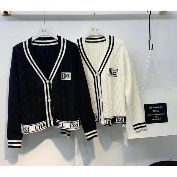 Chanel シャネルブランド カーディガン レディース ニット Vネック S¬XL 上着 ケーブル編み アウター リブ ボレロ 長袖 羽織 ゆったり 体型カバー 大人 可愛い 保温 トップス 秋 冬 通勤 普段着