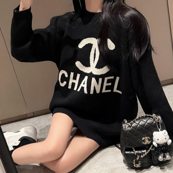 Chanel シャネルブランドセーター レディース ニット トップス ゆったり ロング 大きめ オーバーサイズ ケーブル編み プルオーバー 柔らかい あたたかい おしゃれ カジュアル通勤 上品 無地 秋 冬