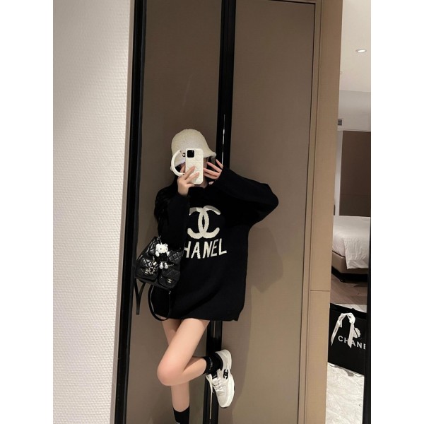 Chanel シャネルブランドセーター レディース ニット トップス ゆったり ロング 大きめ オーバーサイズ ケーブル編み プルオーバー 柔らかい あたたかい おしゃれ カジュアル通勤 上品 無地 秋 冬