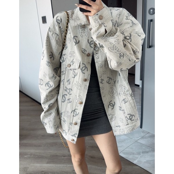 ブランドシャネルChanel デニムジャケット レディース アウター ジージャン ビッグシルエット デニム ジャケット ゆったり 長袖 カジュアル 春秋服 コート オーバーサイズ 個性 M L