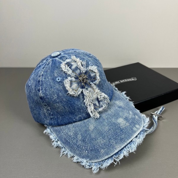 クロムハーツ Chrome Heartsハイブランドキャップ デニム ダメージ 野球帽 刺繍あり 帽子 メンズ レディース 水洗いデニム ヴィンテージ おしゃれ かっこいい アウトドア スポーツ カジュアル 日よけ 紫外線対策 調節可能 男女兼用