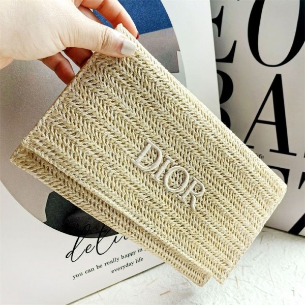 Dior ディオールハイブランド収納 バッグ 編みバッグ 編みウォレット 収納ケース  メイクアップ ポーチ 女性用 空 かぎ針編み フック ケース 編み物 針 収納 メイクアップ ポーチ ナイロン ブラウン