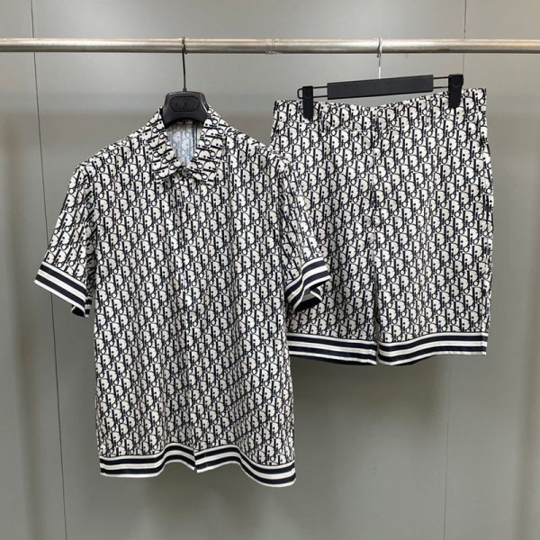 ブランドディオール dior パジャマ メンズ 半袖 夏 寝間着 涼しい素材 肌に優しい 前開き S - 5XL 上下セット 5分丈パンツ ルームウェア 部屋着 着心地よい 快眠グッズ