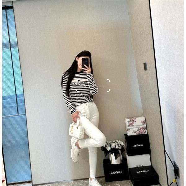 Dior ディオールブランドニットセーター ニットソー インナーニット カジュアルニット ニットトップス カシミアタッチ S - XL 柔らかい リブニット ショート丈 スクエアネック タイト ストレッチ 長袖 薄手 レディース