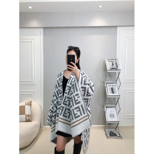 Fendi フェンディハイブランド大判ポンチョ 厚手カシミヤマフラー ロング スカーフ カシミヤ風 柔らかくとても暖かい サイズ 高品位  男女兼用 クリスマス プレゼント ギフト 秋冬 ユニセックス 大判 厚手