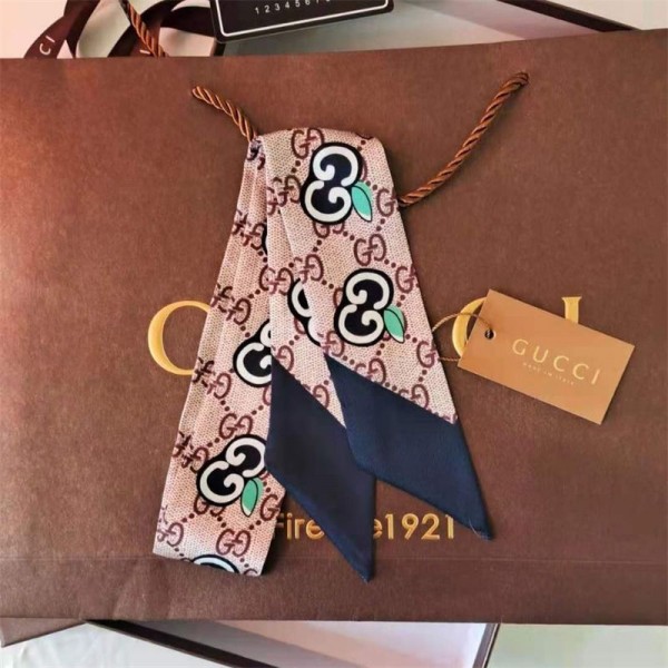ブランドGUCCI シルク スカーフ スキニー レディース 少女 細い 長方形 グッチネッカチーフ レトロ フレッシュ 花柄 水玉 チェッカーボード 格子縞 サテン スリム リボンスカーフ 頭飾り 髪飾り 髪の包帯 ハンドル リボン