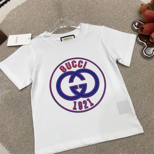 Gucci グッチハイブランドキッズ 半袖tシャツ 男の子 女の子 夏服 子供服 トップス 上着 90- 160cm ジュニア カットソー カジュアル ジャージ 吸水速乾 通気 柔軟 サマーtシャツ スポーツウェア 丸首