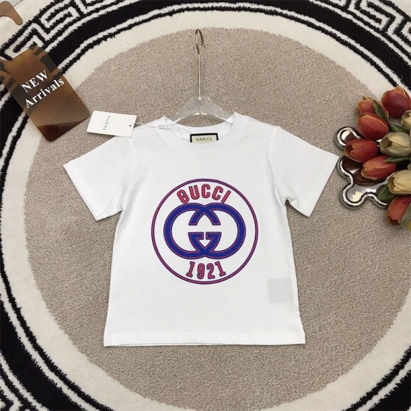 Gucci グッチハイブランドキッズ 半袖tシャツ 男の子 女の子 夏服 子供服 トップス 上着 90- 160cm ジュニア カットソー カジュアル ジャージ 吸水速乾 通気 柔軟 サマーtシャツ スポーツウェア 丸首