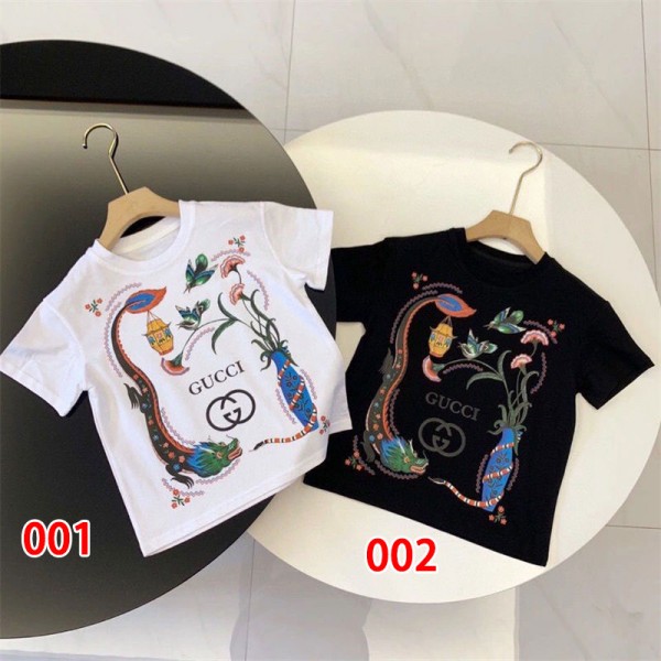 Gucci グッチブランド子供tシャツカットソー コピーブランドキッズ半袖tシャツガールズTシャツカットソーボーイズ大人の上質Tシャツ90 - 160cm
