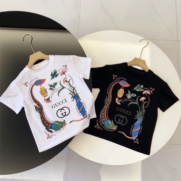 Gucci グッチブランド子供tシャツカットソー コピーブランドキッズ半袖tシャツガールズTシャツカットソーボーイズ大人の上質Tシャツ90 - 160cm