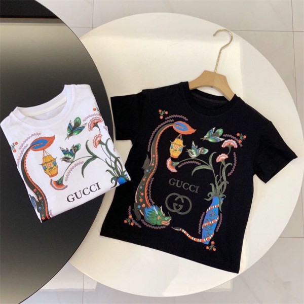 Gucci グッチブランド子供tシャツカットソー コピーブランドキッズ半袖tシャツガールズTシャツカットソーボーイズ大人の上質Tシャツ90 - 160cm