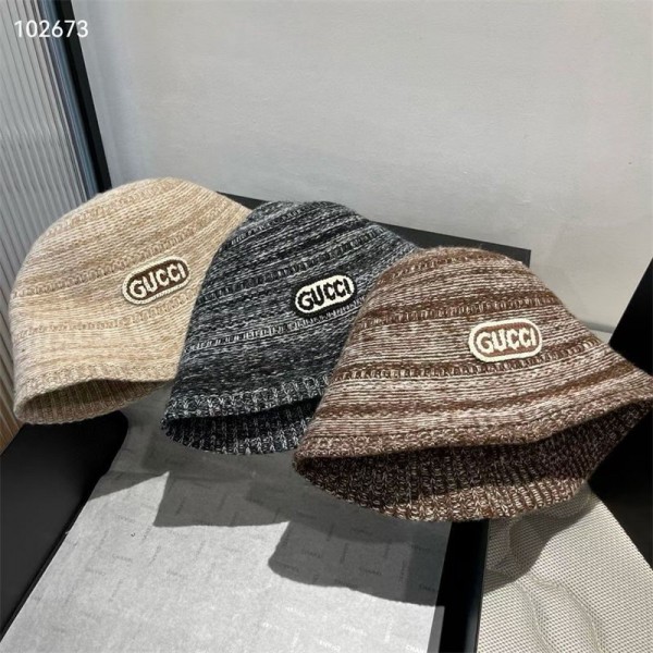 Gucci グッチブランドバケットハット レディース ニット 帽子 バケット レディースハット 春 秋 冬 防寒 帽 大きいサイズ 小顔効果 折りたたみ ハット 可愛い おしゃれ ニット帽