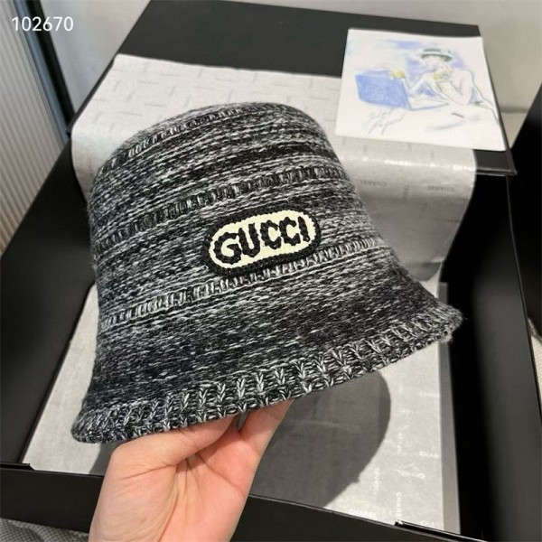 Gucci グッチブランドバケットハット レディース ニット 帽子 バケット レディースハット 春 秋 冬 防寒 帽 大きいサイズ 小顔効果 折りたたみ ハット 可愛い おしゃれ ニット帽